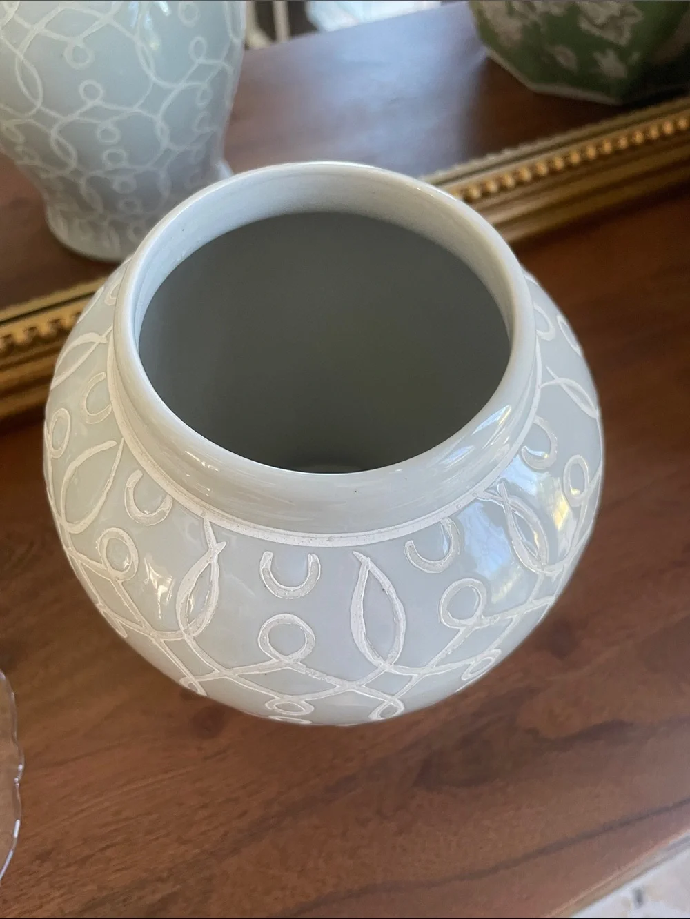 Ginger jar home decor, Robbins, and blue 12 inches high